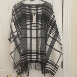 A New Day Black and White Checkered Poncho
